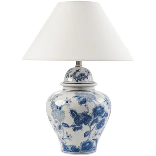 Beliani Tischleuchte Porzellan Weiß / Blau Sorraia , Keramik , E27 , 40x53x40 cm , Lampen & Leuchten, Innenbeleuchtung, Tischlampen