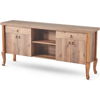 Sideboard Rechteckig Einlegeboden Klassisch Schubladen Braun Aktenschrank - Braun
