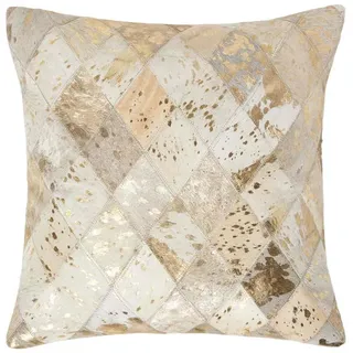 Homescapes Patchwork-Kissen Fell & Leder 45/45 cm Rautenmuster , Patchwork , Füllung: Polyester , Quadratisch , 45x45 cm , Oeko-Tex® , Heimtextilien, Wohntextilien, Kissen, Zierkissen