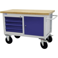 Bild von Werkbank Werktisch Werkstattwagen Tischwagen Rollwagen 1300x840x600 mm Werkstatteinrichtung Zubehör Werkstatt fahrbar mit Rollen und Schubladen 130,0 x 60,0 x 82,7 cm