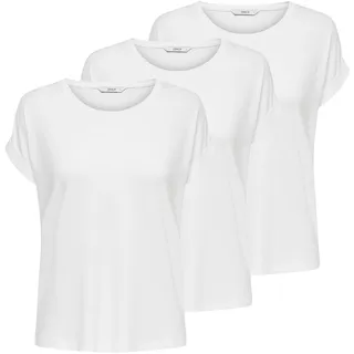 T-Shirt ONLY "T-Shirt ONLMOSTER O-NECK TOP 3P 3er Pack", Damen, Gr. XS, weiß, Obermaterial: 75% Viskose CV. 20% Polyester PES. 5% Elasthan EL., Shirts T-Shirt