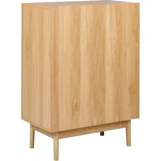 BELIANI Sideboard 2 Türen Spanplatte Rattan Vorderseite helles Holz Boho Stil - Braun