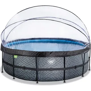 EXIT TOYS Pool-Set grau 450 x 122 cm inkl. Sandfilteranlage, Abdeckplane, Poolleiter, Reparaturset