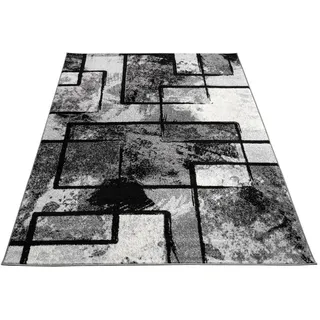 Paco Home Teppich Modern Kurzflor Abstrakt Gemälde Optik Schwarz Grau Anthrazit, Grösse:200x290 cm
