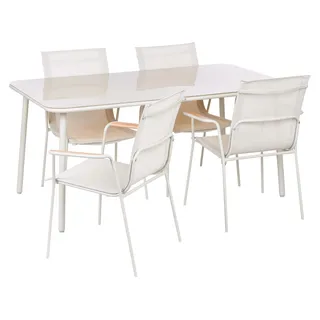 BELIANI Gartenmöbel Set Hellbeige aus Stahl mit Mesh Sitzfläche 4-Sitzer UV- und Wetterbeständig Pulverbeschichtet Stapelbar Modern Outdoor Gartenmöbel - Beige, Braun