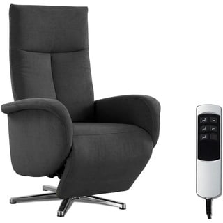 CAVADORE TV-Sessel Juba / Pflegeleichter Fernsehsessel mit elektrisch verstellbarer Relaxfunktion / 2 E-Motoren / 75 x 112 x 82 / Soft Clean Bezug, Dunkelgrau