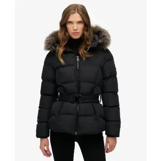Superdry für Damen. W5011928A Fuji Steppmantel mit schwarzem Gürtel (XS), Lässig, Recyceltes Polyester, Nachhaltig