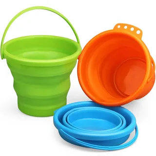Dilabnda Jumbo Falteimer für den Strand für Kinder Erwachsene, 2,5 l quadratischer zusammenklappbarer Eimer, Sandspielzeug Sandeimer für Sandkasten Pool Camping Sommerspaß zum Spielen (3er-Pack)