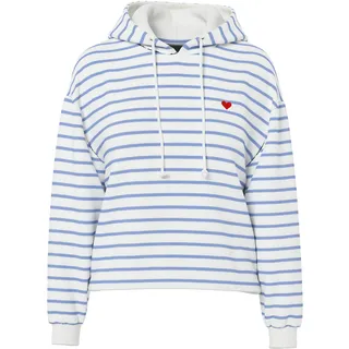Pieces Kapuzenpullover Sweatshirt Gestreift Cloud Dancer/Hydrangea/Heart Emb M