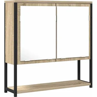 Badezimmer Spiegel mit Regal Wandmontiert Beige 60 x 16 x 60 cm - Beige