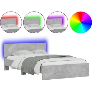vidaXL Bettgestell mit Kopfteil LED-Beleuchtung Betongrau 120x200 cm - Grau