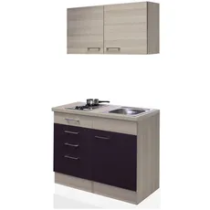 Bild von Miniküche, mit E-Geräten, Gesamtbreite 100 cm, Arbeitsplatte mit High Pressure Laminate (HPL) - lila