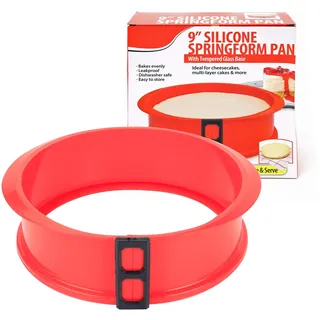 Silikon Springform rund 25 cm,Kuchen Backform, Silikon Antihaftbeschichtete Kuchen Backform Mit kratzfestem Glasbode,Antihaft-Funktion ,Perfekte Kuchen und Torten von Hobbybäckern und Profis