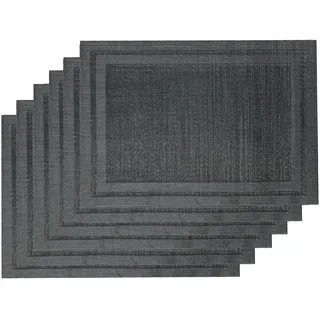 Tischset 30x45cm 6 Stück Platzset Untersetzer Abwaschbar Platzdeckchen (Anthrazit-Rahmen)