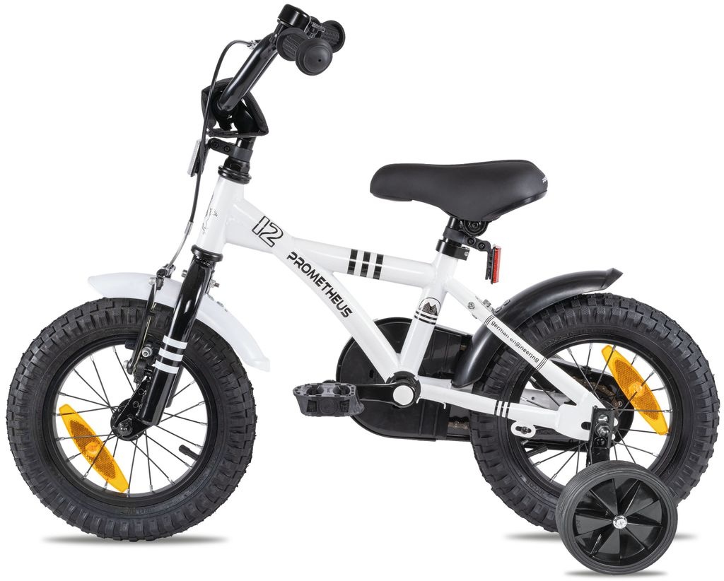 Bild von PROMETHEUS BICYCLES® Kinderfahrrad 12 in Weiß & Schwarz ab 3 Jahre mit Stützräder