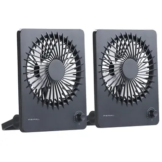 PEARL Akku Ventilatoren: 2er-Set Kompakter Akku-Tisch- & Wandventilator, stufenlos einstellbar (Ventilator stufenlos, Lüfter, Accu)