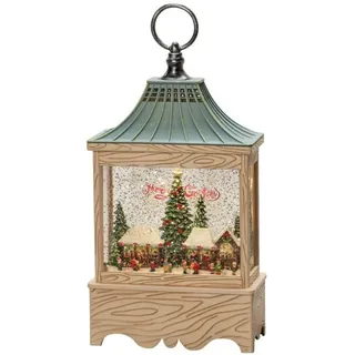Konstsmide LED Wasserlaterne, "Weihnachtsmarkt", naturfarben, wassergefüllt, 5h Timer, 1 warm weiße Diode, batteriebetrieben & USB, Innen - 4287-000