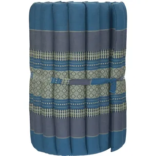 Fine Asianliving Thaimatte Rollbar Kapokfüllung 190x50x4.5cm Thai Kissen Meditation Matte Matratze Kapok 301-P03 - Blau