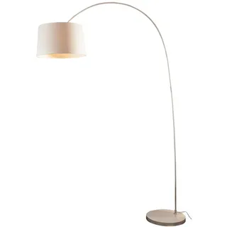 P & B Bogenleuchte , Silberfarben, Weiß , Textil , 135x205x36 cm , Lampen & Leuchten, Innenbeleuchtung, Stehlampen, Bogenlampen