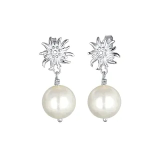 Elli Ohrringe Damen Ohrhänger Edelweiss Dirndl mit Muschelkernperle in 925 Sterling Silber