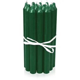 LUMELY dänische Premium Stabkerzen Grün, 12er Pack, Höhe 18cm, Ø 2,2cm, Brenndauer ca. 8 Stunden, zylindrische Leuchterkerzen, Deko Kerzen Set, Kerzen Skandinavisch