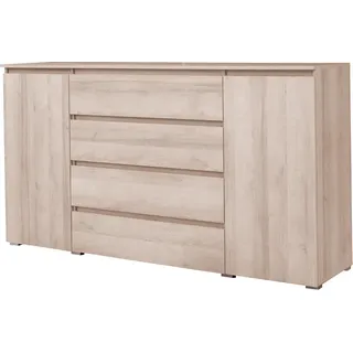 Große klassische Kommode mit traditionellen Türen zum Öffnen, Kommode, Wohnzimmer, Schlafzimmer, Kinderzimmer, Jugendzimmer (Sonoma) M6 - Braun