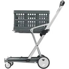 CLAX® Multifunktionaler Faltwagen | mobiler Klappwagen | Einkaufswagen mit Aufbewahrungskiste | Plattformwagen (grau)