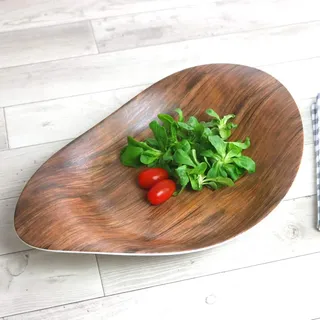 Holst Porzellan WD 138 B1 Platte 38 x 24 cm halbtief Holz Optik, 2 Stück, WD 138 Zweite Wahl