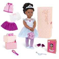 Our Generation Puppe Rosalind mit 3 Outfits – Bewegliche 46 cm Puppe mit Puppenkleidung, Kamm, Zubehör und Langen schwarzen Haaren zum Frisieren – Spielzeug ab 3 Jahren (19 Teile)