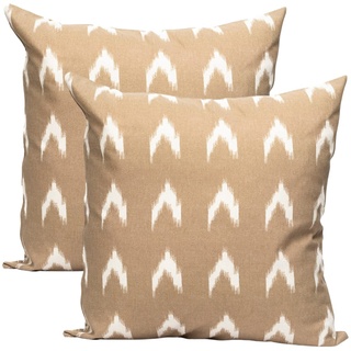 TRESMESTRES Schicke, Lässige und Moderne Kissenbezüge für das Bett - Mediterranes, Bunt, Ikat – Deko Kissenhüllen Set 2er - Kissenbezüge 70x50 cm - Beige