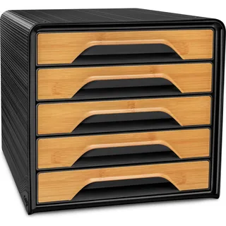 CEP Schubladenbox Smoove schwarz/bambus 1071115301, DIN A4 mit 5 Schubladen, 1 St.