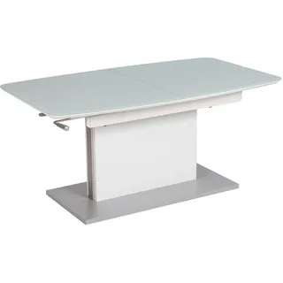 Novel Couchtisch , Weiß , Metall, Glas, Holzwerkstoff , rechteckig , Bodenplatte , 70x55-74x120-160 cm , ausziehbar, höhenverstellbar , Wohnzimmer, Wohnzimmertische, Couchtische, Höhenverstellbare Couchtische