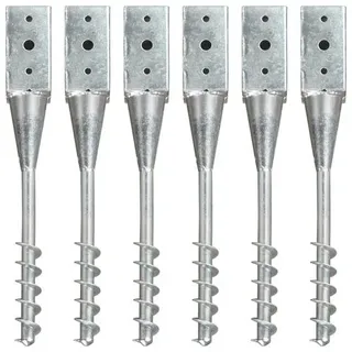 vidaXL Erdspieße 6 Stk. Silbern 7×7×56 cm Verzinkter Stahl