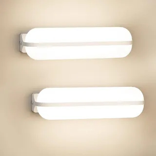 Letlit LED Wandleuchte Innen/Außen Weiß - 2 Stück, 20W 2000LM Moderne Wandlampe Up and Down Belechtung, 4000K IP65 Feuchtraumleuchte Aussenlampe Wand Kellerlampe, LED Lampen für Flur Keller Garten WC