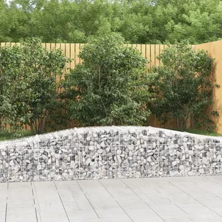 vidaXL Gabione mit Hochbogen 400x50x40/60 cm Verzinktes Eisen - Silber