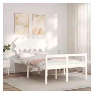 vidaXL Seniorenbett mit Kopfteil Weiß Massivholz
