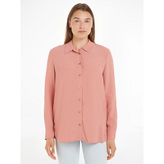 Tommy Hilfiger Hemdbluse »FLUID VIS CREPE SHIRT LS«, mit Seitenschlitzen, rosa