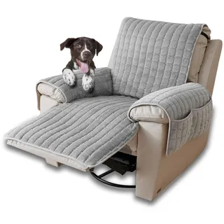 CFPLeHiYS Sesselschoner für Relaxsessel Sesselüberwurf mit Armlehne Sesselauflage Anti-Rutsch Fernsehsessel Schonbezug Sofa Armlehnenbezüge Sesselbezug für Haustieren Hund(Grau,1 Sitz (53 * 190cm))
