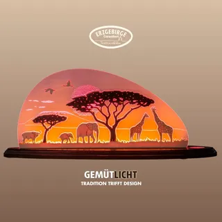 Weigla LED Dekolicht »Safari, Holz & Acrylglas, ROT-NATUR-BRAUN, Made in Germany« LED-Modul 1 Stk., Neutralweiß Erzgebirge garantiert, afrikanische Deko Innen, Dekolampe