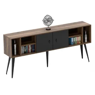 Sideboard Büroschrank Kommode Aktenschrank Arbeitszimmer Braun Schwarz - Braun