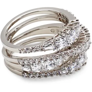 Swarovski Hyperbola Ring, Gemischte Schliffe, Weiß, Rhodiniert