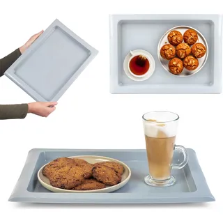 KADAX Küchentablett, Kunststoff-Kellner-Bartablett, groß, Grau, 40 x 28 cm - Grau, Dunkelgrau, Hellgrau, Dunkelblau, Weiß