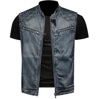 Cylele Mgg Herren Jeansweste Fertilizer Plus Size Motorrad Stehkragen Jeansweste Freizeitweste