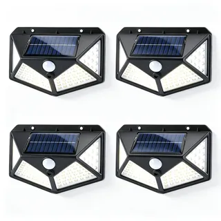 CareHabi Außenleuchte Solar 4er Set 100 LED schwarz
