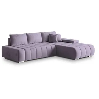 masseno Ecksofa ALESE R-S mit Schlaffunktion L-Form, Sofa mit Bettkasten, Wohnzimmersofa, Couch, Soffa, Bettsofa, Couchgarnitur- Lila, MONOLITH 62 - Lila