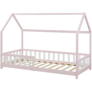 [en.casa] Hausbett Hesel 90 x 200 cm Kiefer rosa