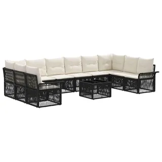 vidaXL Gartensofa-set 11 stk. Schwarz Poly-Rattan - Schwarz