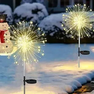 Gartendeko Solar Gartenleuchte Außen, 2 Stück 120 LED Solarleuchten Feuerwerk, 8 Modi Solar Weihnachtsbeleuchtung Wasserdicht Pusteblume Gartenstecker für Garten Weihnachten Deko