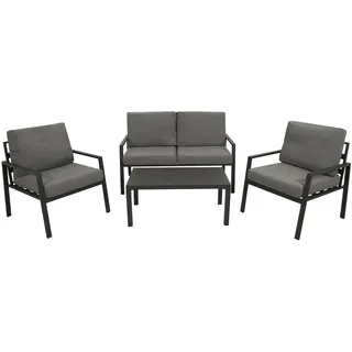 DEGAMO Loungeset Gartenset VANCOUVER Aluminium anthrazit, Polster grau, 4-teilig - Grau