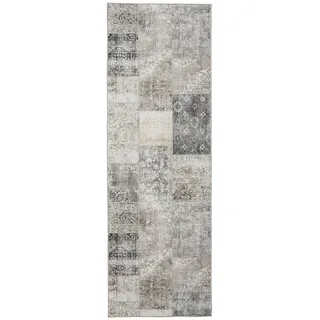 benuta Vintage-Läufer George waschbar 80x240 cm , Grau , Kunststoff , Vintage , Rechteckig , 80x240 cm , Oeko-Tex® Standard 100 , in verschiedenen Größen erhältlich, rutschfeste Unterfläche, waschbar , Teppiche und Böden, Teppiche, Teppichläufer, Läufer